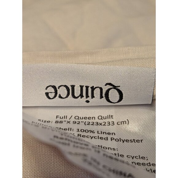 Quince 100% European Linen Dream Quilt 3PC Set Color Natural Size Full/Queen-NEW - Picture 6 of 8